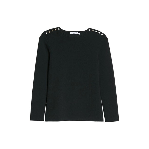 MM Lafleur Black Malin Top Jardigan Knit Sweater Long Sleeve Button Shou… - Picture 1 of 9